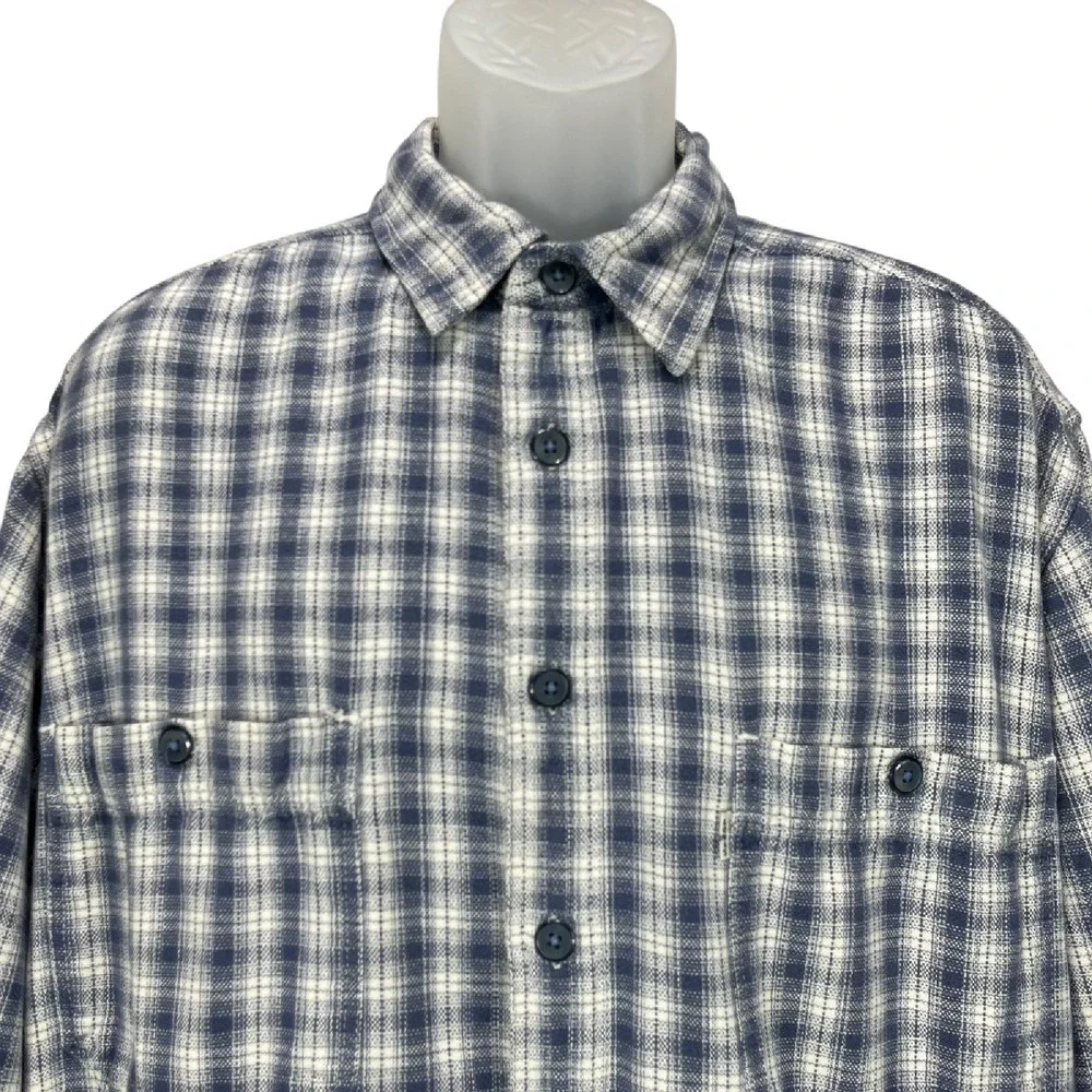 Vintage Levi’s Jeanswear Men’s Large Blue White Plaid‎ Heavy Flannel Shirt Y2K